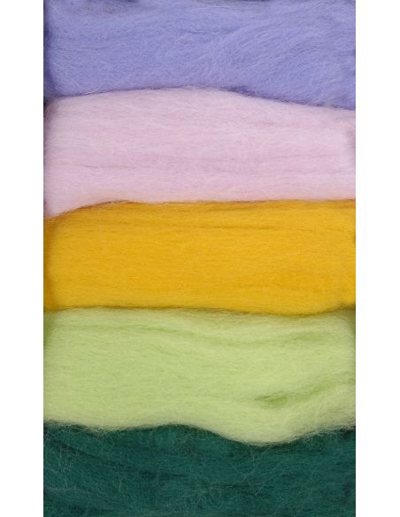Set van 5 gekaarde wol voor vilten DMC - Boeket