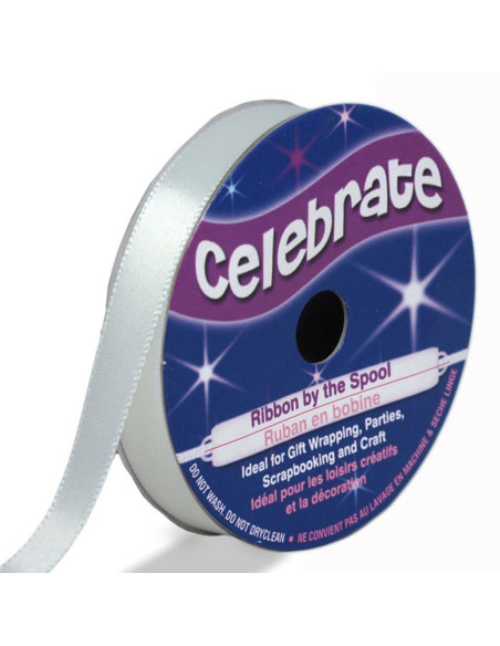 Wit satijnen lint Celebrate - 9 mm x 6 meter