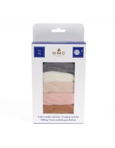 Set van 5 gekaarde wol voor vilten DMC - Seashell