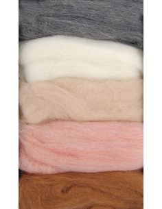 Set van 5 gekaarde wol voor vilten DMC - Seashell 2