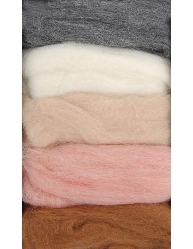 Set van 5 gekaarde wol voor vilten DMC - Seashell