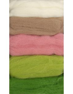 Set van 5 gekaarde wol voor vilten DMC - Lente 2
