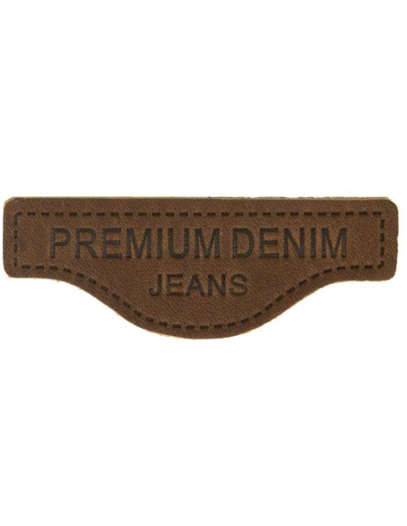 Premium denim leren label om op te naaien - Donkerbruin