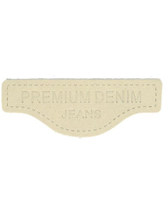 Premium denim leren label om op te naaien - Beige