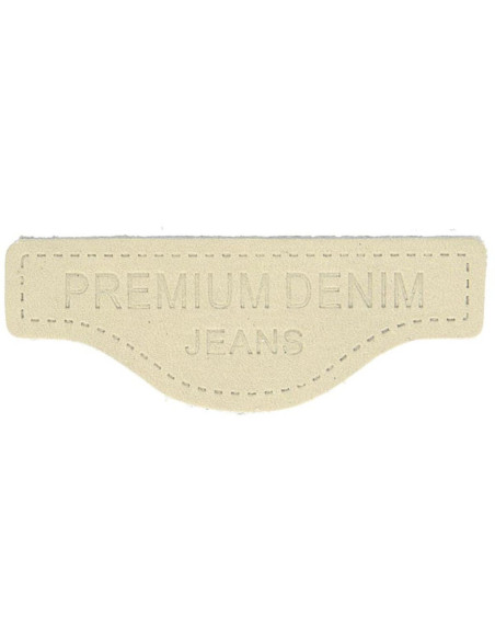 Premium denim leren label om op te naaien - Beige
