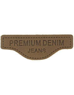 Premium leren label om op denim te naaien - Bruin