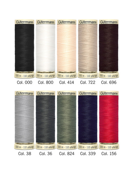 Set van 10 Gütermann polyester naaigaren - Basis