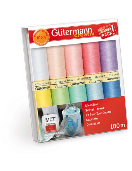 Set van 10 Gütermann polyester naaigaren - Pastel