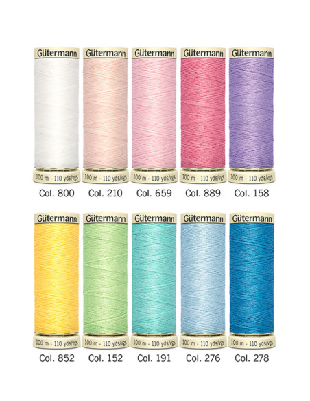 Set van 10 Gütermann polyester naaigaren - Pastel