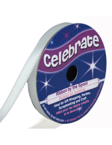 Wit satijnen lint Celebrate - 6 mm x 6 meter