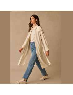 Zware viscose twill stof - Ecru 2
