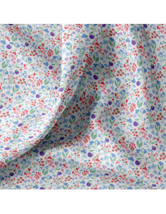 Katoenen popeline stof - Céline wit en blauw