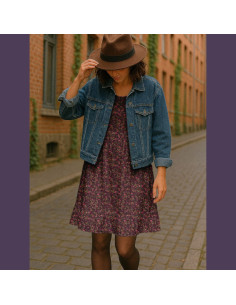 Viscose stof - Kersenhout vijg en roze 2