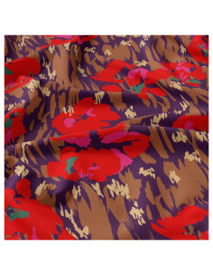 Viscose stof - Amaya violet en rood