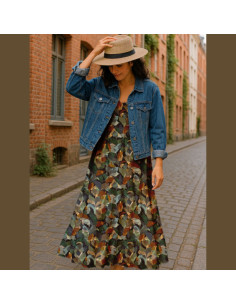 Viscose stof - Anthéa zwart en groen 2