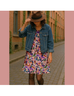 Viscose stof - Nawel roze en paars 2