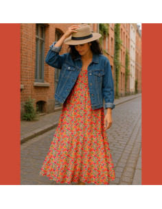 Viscose stof - Fanou rood en roze 2