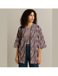Viscose stof - Evie grijs en paars 2