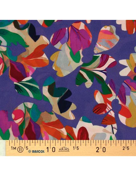 Viscose stof - Macha bosbes en roze