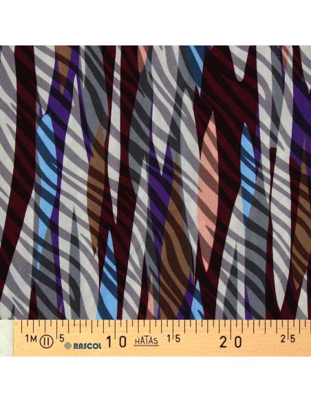 Viscose stof - Evie grijs en paars