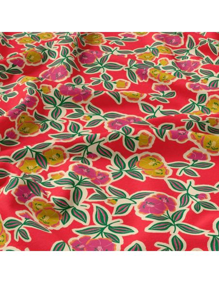 Viscose stof - Fanou rood en roze