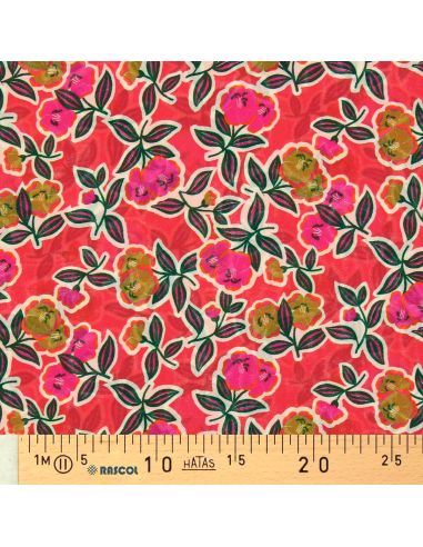 Viscose stof - Fanou rood en roze