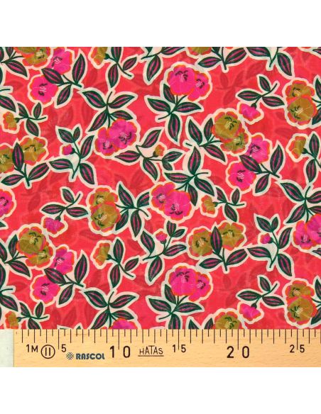 Viscose stof - Fanou rood en roze
