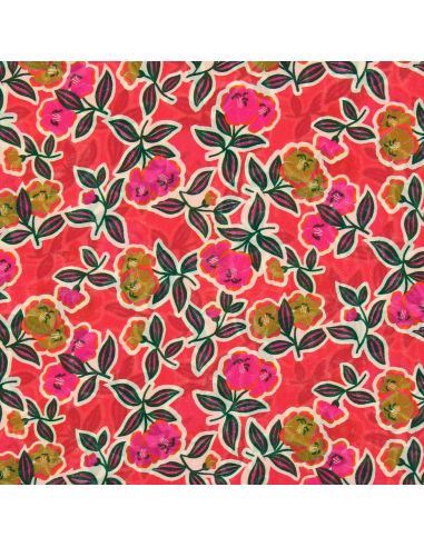 Viscose stof - Fanou rood en roze