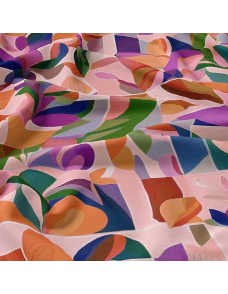 Viscose stof - Nawel roze en paars
