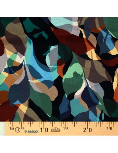 Viscose stof - Anthéa zwart en groen
