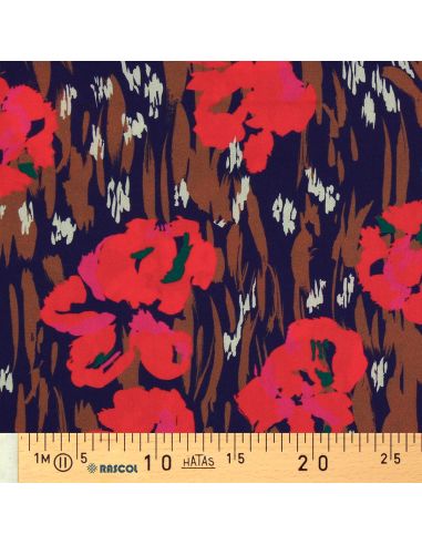 Viscose stof - Amaya violet en rood