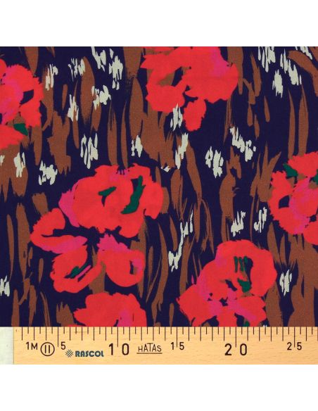 Viscose stof - Amaya violet en rood