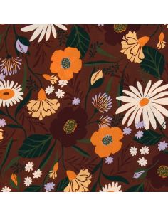 Viscose stof - Moricette bruin en oranje 2