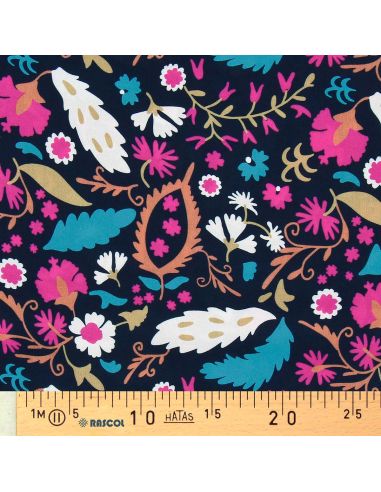 Viscose stof - Alio blauw en roze