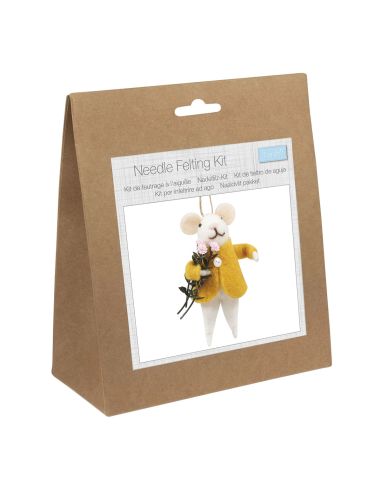 Naaldviltset - Muis met bloemenboeket