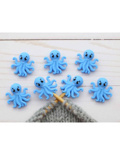 Breistoppers voor breinaalden - Blauwe octopus 2