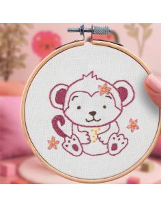 Borduurpakket French'kits - Baby aapje