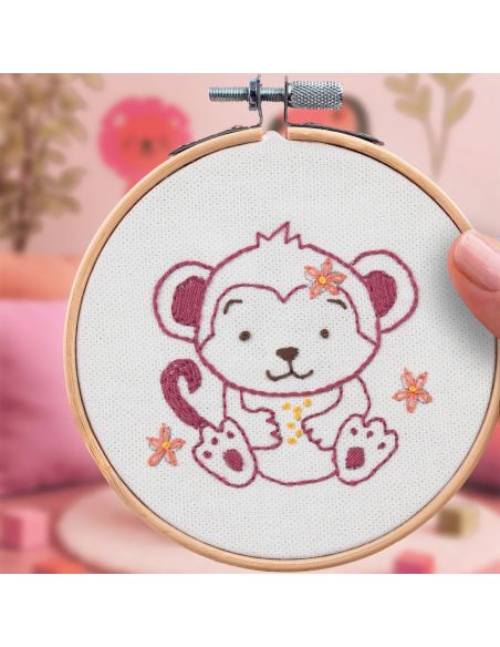 Borduurpakket French'kits - Baby aapje