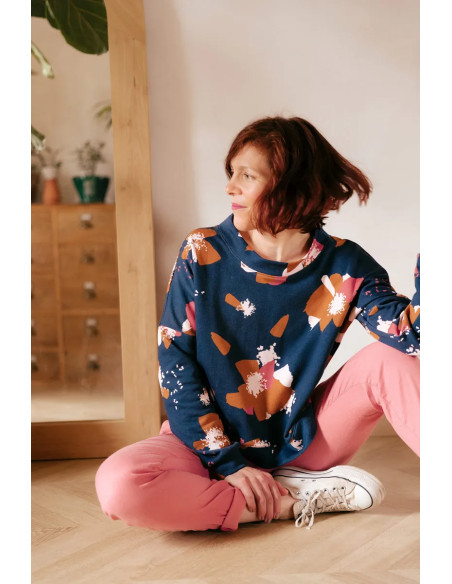 Anémona Inktblauw sweatstof - Églantine & Zoé