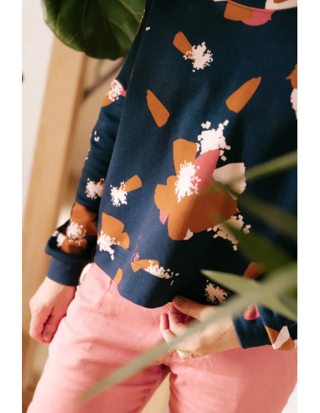 Anémona Inktblauw sweatstof - Églantine & Zoé
