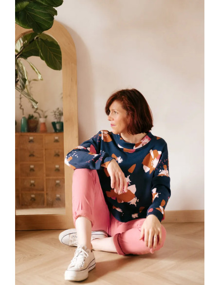 Anémona Inktblauw sweatstof - Églantine & Zoé