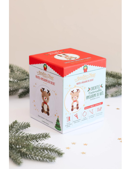 Gehaakte amigurumi kerstbal set - Het rendier