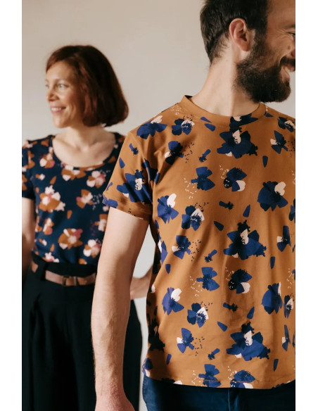 Anémona Camel katoenen jersey stof - Églantine & Zoé