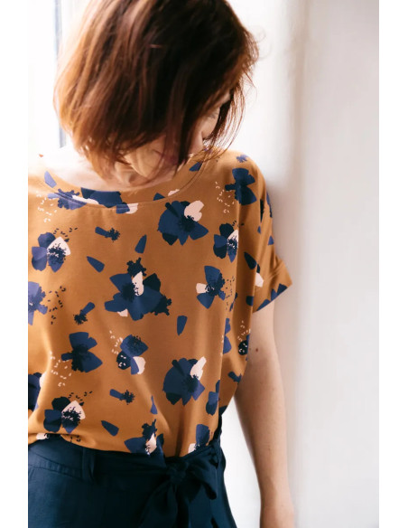 Anémona Camel katoenen jersey stof - Églantine & Zoé