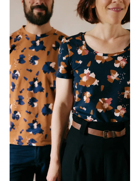 Anémona Inktblauw katoenen jersey stof - Églantine & Zoé