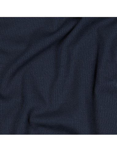 Fijn geribbelde katoenen jersey stof - Navy
