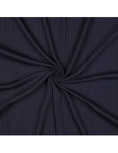 Geribbelde lichte katoenen jersey stof - Marineblauw