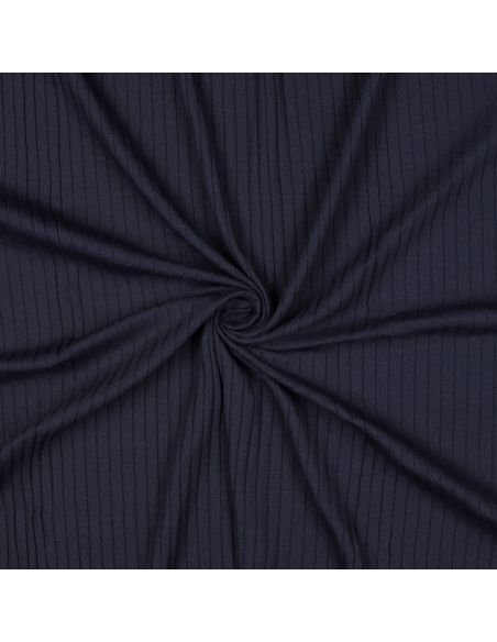 Geribbelde lichte katoenen jersey stof - Marineblauw