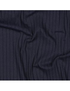 Geribbelde lichte katoenen jersey stof - Marineblauw 2