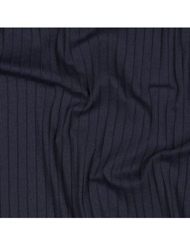 Geribbelde lichte katoenen jersey stof - Marineblauw